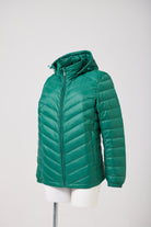Game Day Green Mens Duck Down Puffer Jacket - Front Side Left