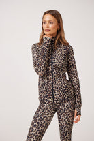 Leopard Lightweight performance jacket with a smooth, sculpting fit, full zip front, high collar, and stretch fabric designed for everyday movement and layering.