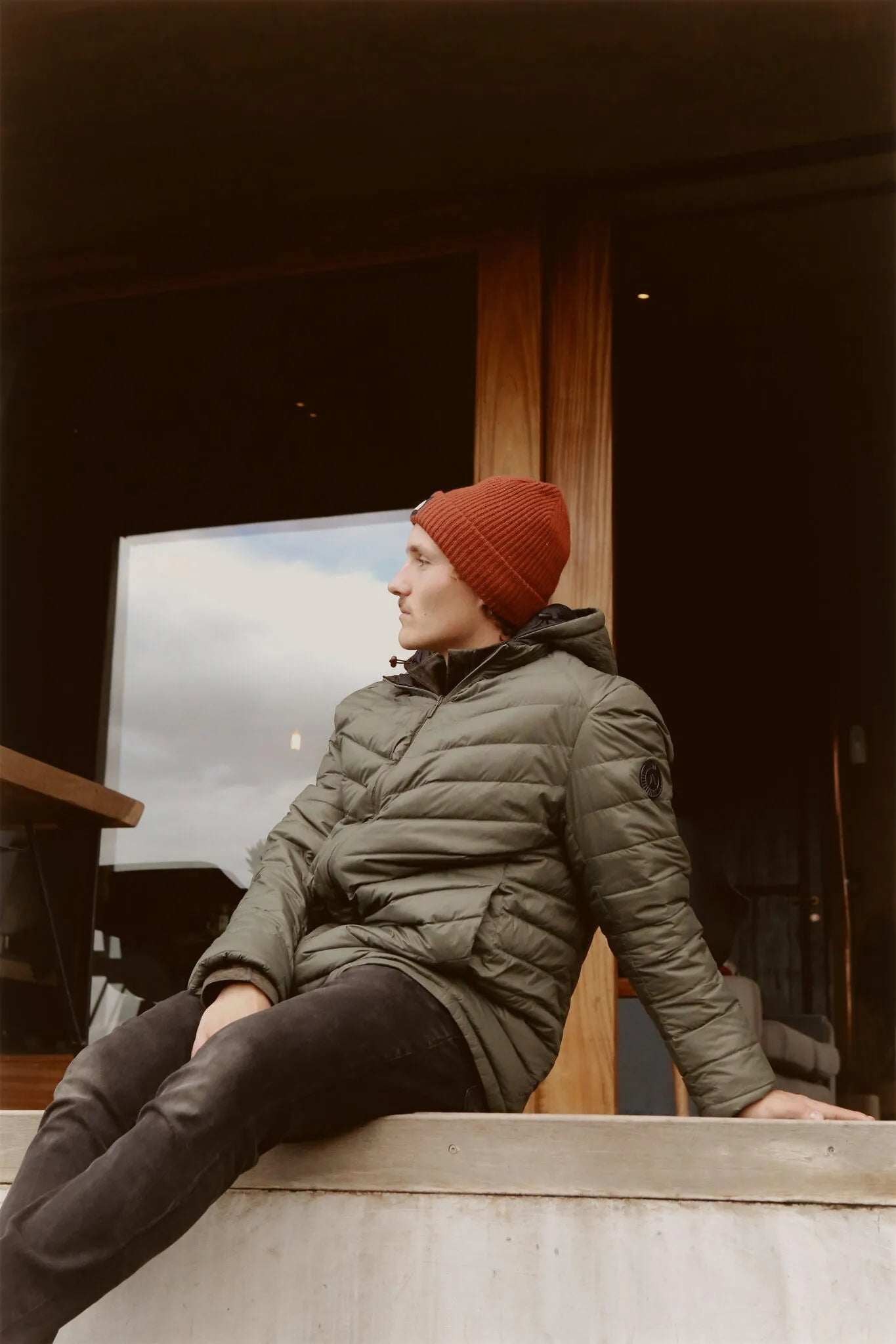 Men’s insulated hooded jacket in reversible sage green and black, lightweight and warm for South Africa’s winter layering — Sage x Black Classic Jacket™