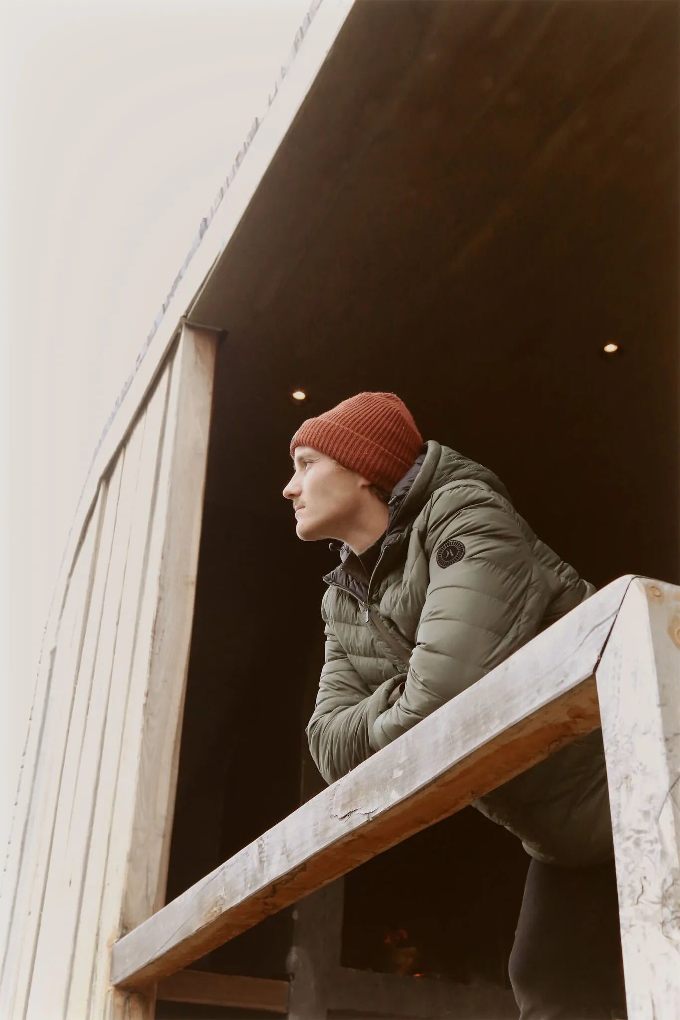 Men’s insulated hooded jacket in reversible sage green and black, lightweight and warm for South Africa’s winter layering — Sage x Black Classic Jacket™