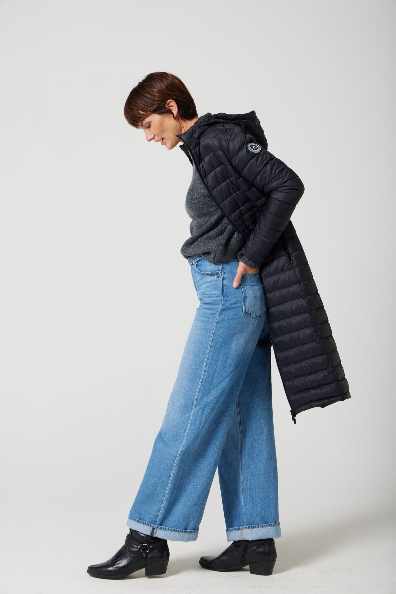 Women’s insulated ultra-length hooded parka in midnight black, designed for extra warmth and comfort in South Africa’s winter season — Midnight Ultra Parka™