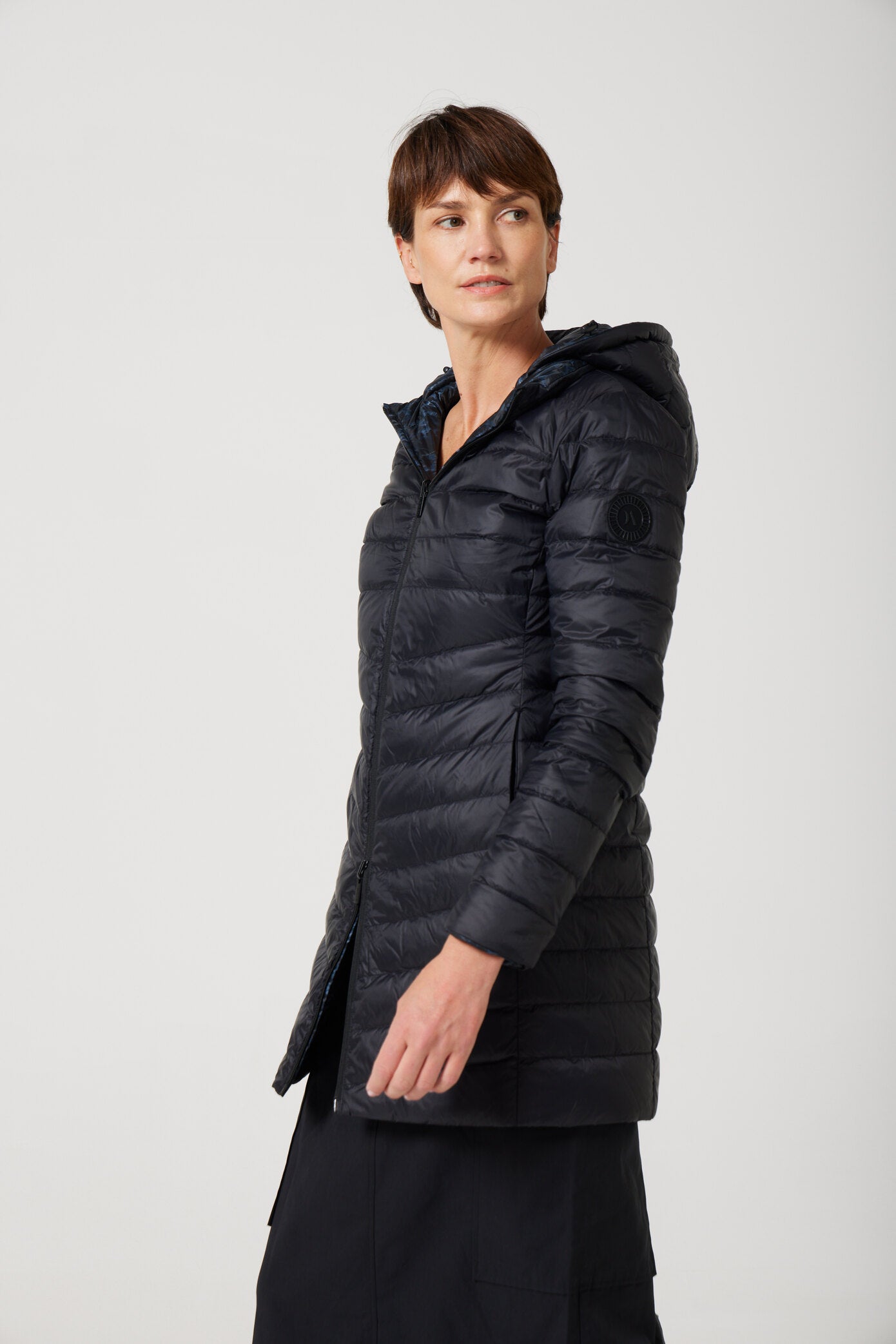 Midnight x Panther Parka™ in black, insulated hooded reversible parka with inner print design, ideal for warmth in South Africa’s winter season