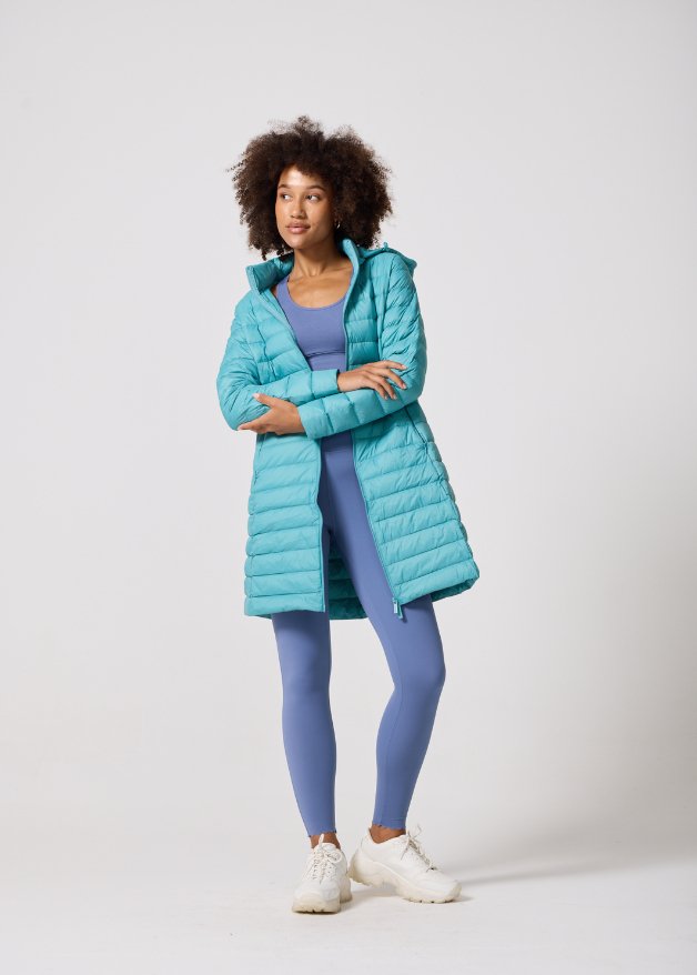 Aqua Duck Down Midi Puffer Coat - Duck Apparel
