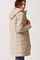 Beige Leather Look Duck Down Puffer Coat - Duck Apparel