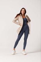 Beige Leather Look Duck Down Puffer Coat - Duck Apparel