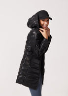 Black Leather Look Duck Down Puffer Coat - Duck Apparel