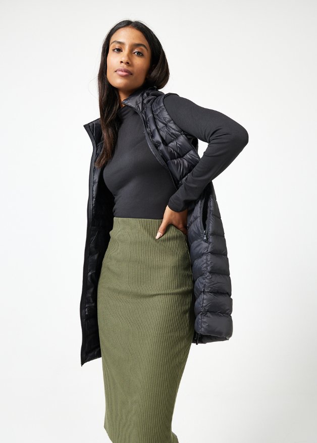 Black Longline Duck Down Puffer Vest Duck Apparel