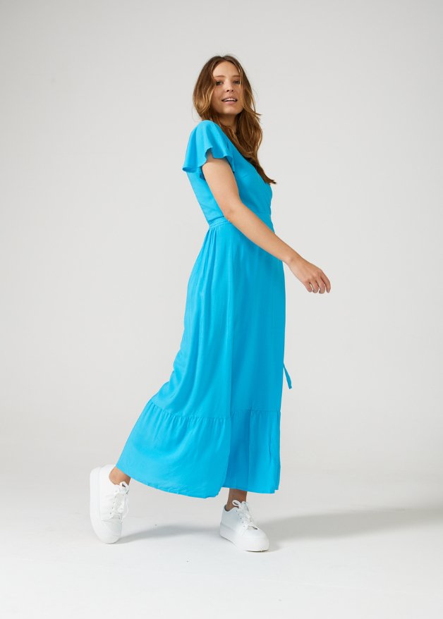Blue Wrap Dress - Duck Apparel