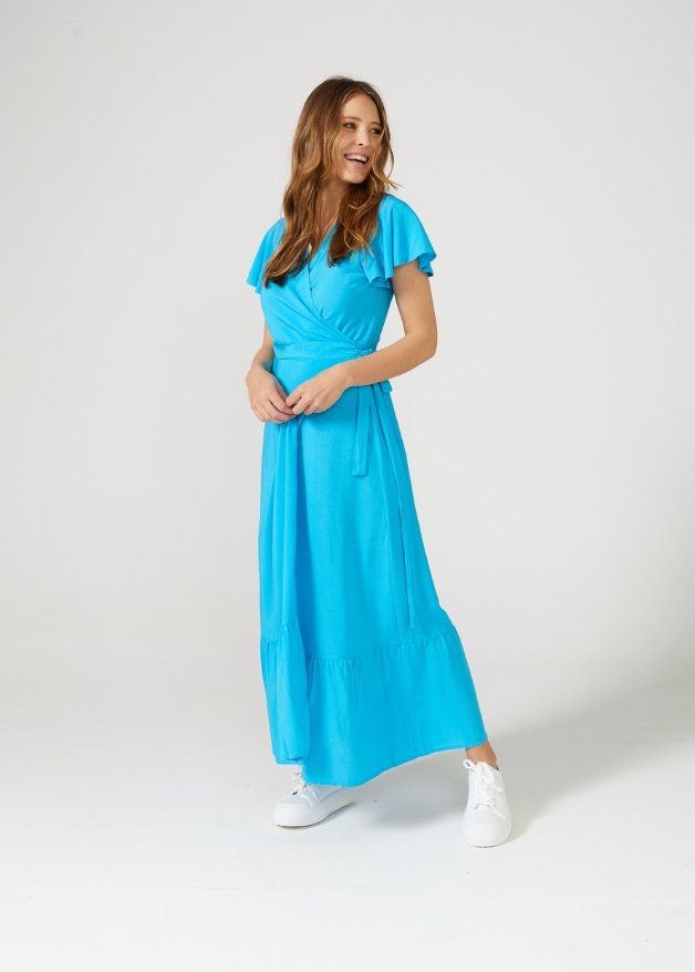 Blue Wrap Dress - Duck Apparel