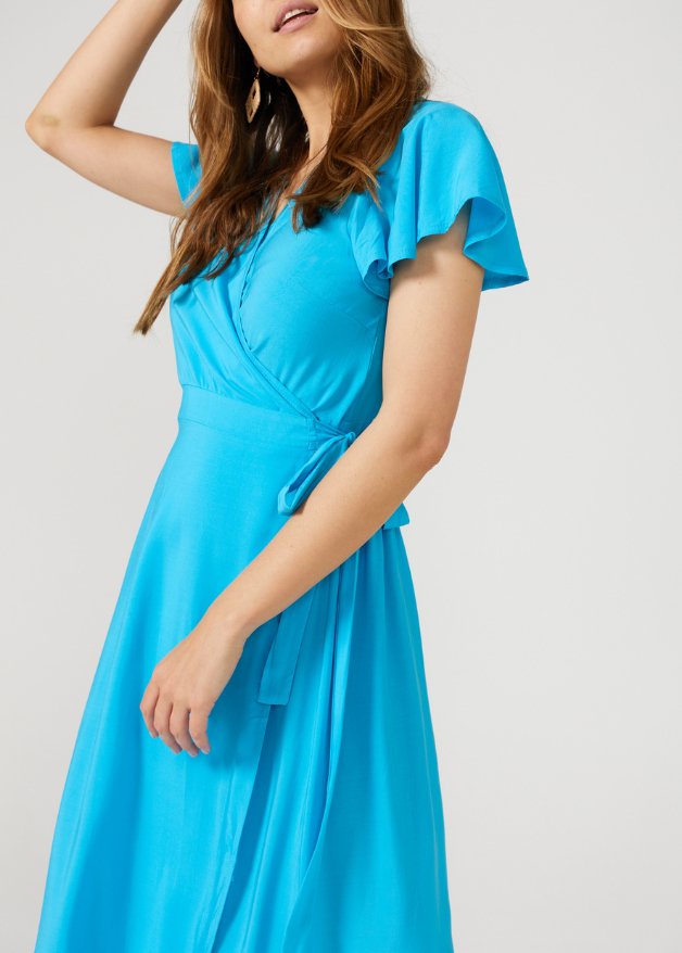 Blue Wrap Dress - Duck Apparel