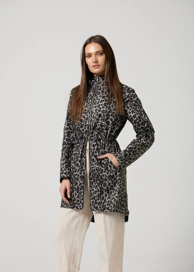 The Cape Leopard raincoat in animal print, lightweight hooded waterproof raincoat ideal for South Africa’s rainy season and wet climate