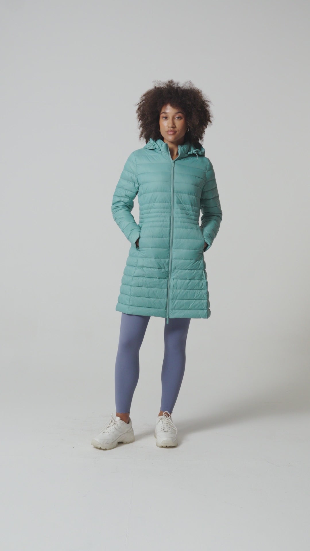 Aqua Duck Down Midi Puffer Coat - Duck Apparel