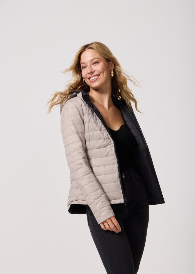 Reversible Black/ Latte Duck Down Puffer Jacket - Duck Apparel