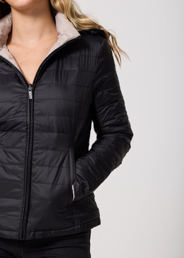 Reversible Black/ Latte Duck Down Puffer Jacket - Duck Apparel