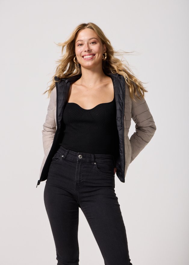 Reversible Black/ Latte Duck Down Puffer Jacket - Duck Apparel