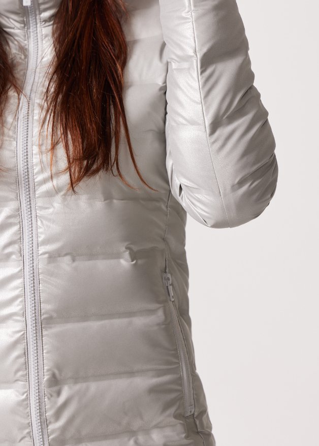 Silver Shimmer Duck Down Puffer Coat - Duck Apparel
