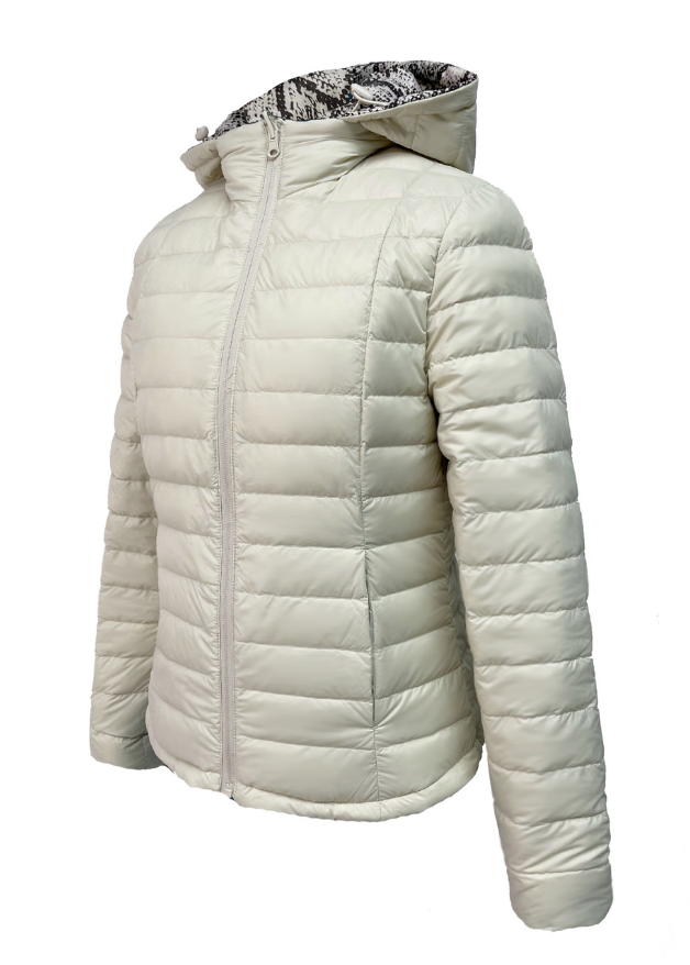 Reversible Pearl/ Python Duck Down Jacket